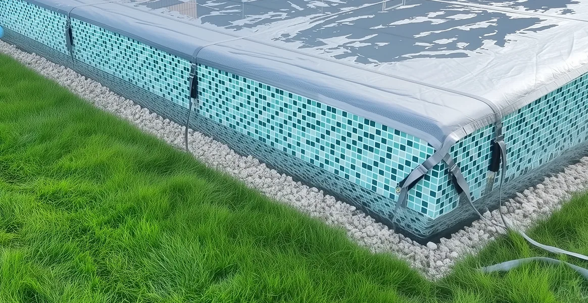 Покрывало для бассейна под снегом — защита зимой в Каменске-Уральском